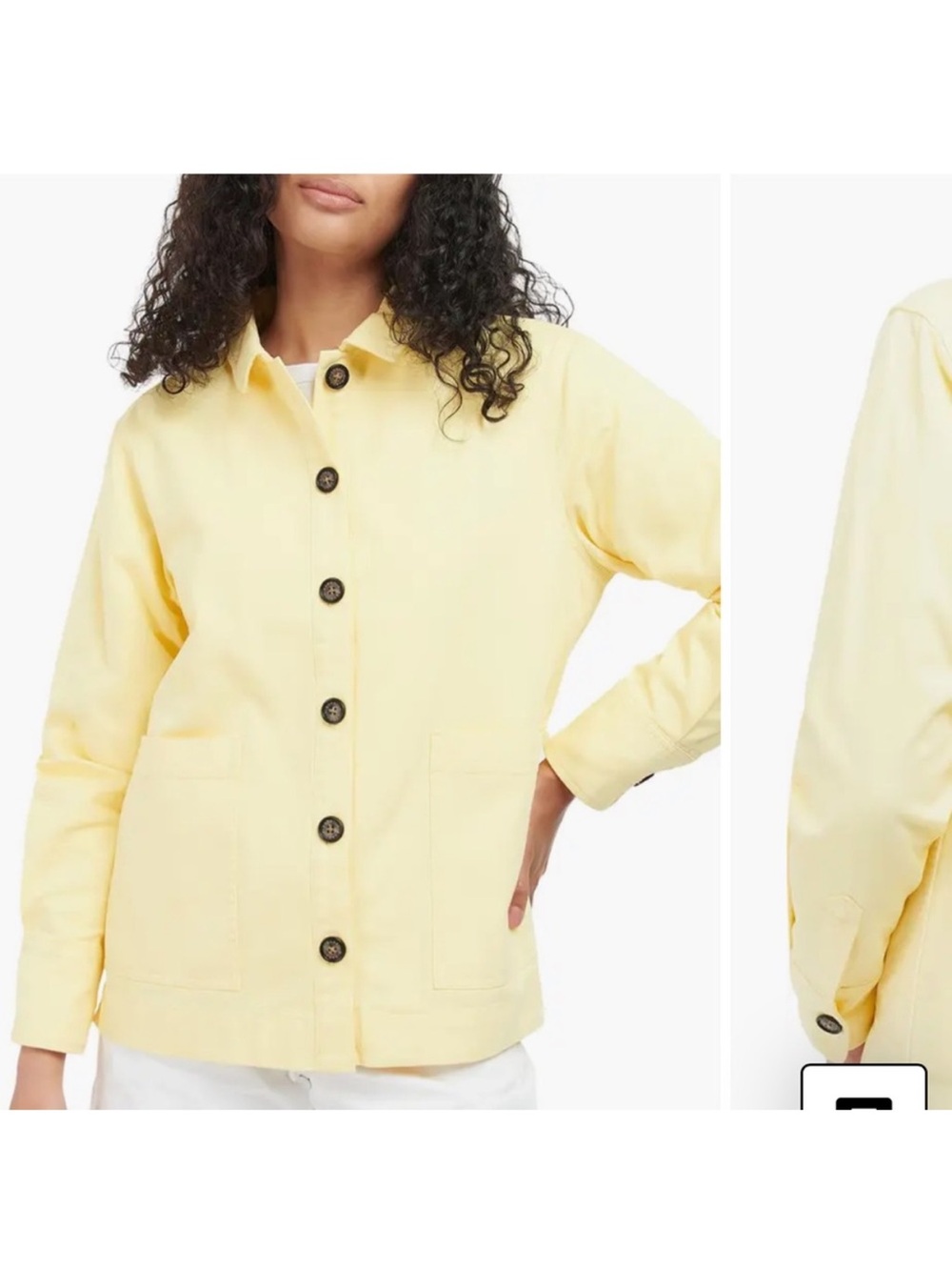 Barbour Leilani Overshirt Yellow Cotton Button Front Jacket Size US 14